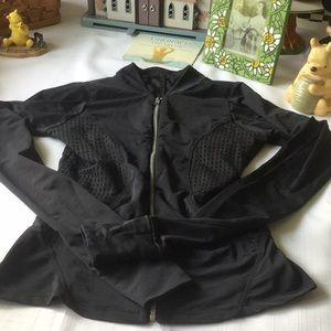 Dance Black perforated nylon spandex bodycon full zip jacket label Funky DIVA